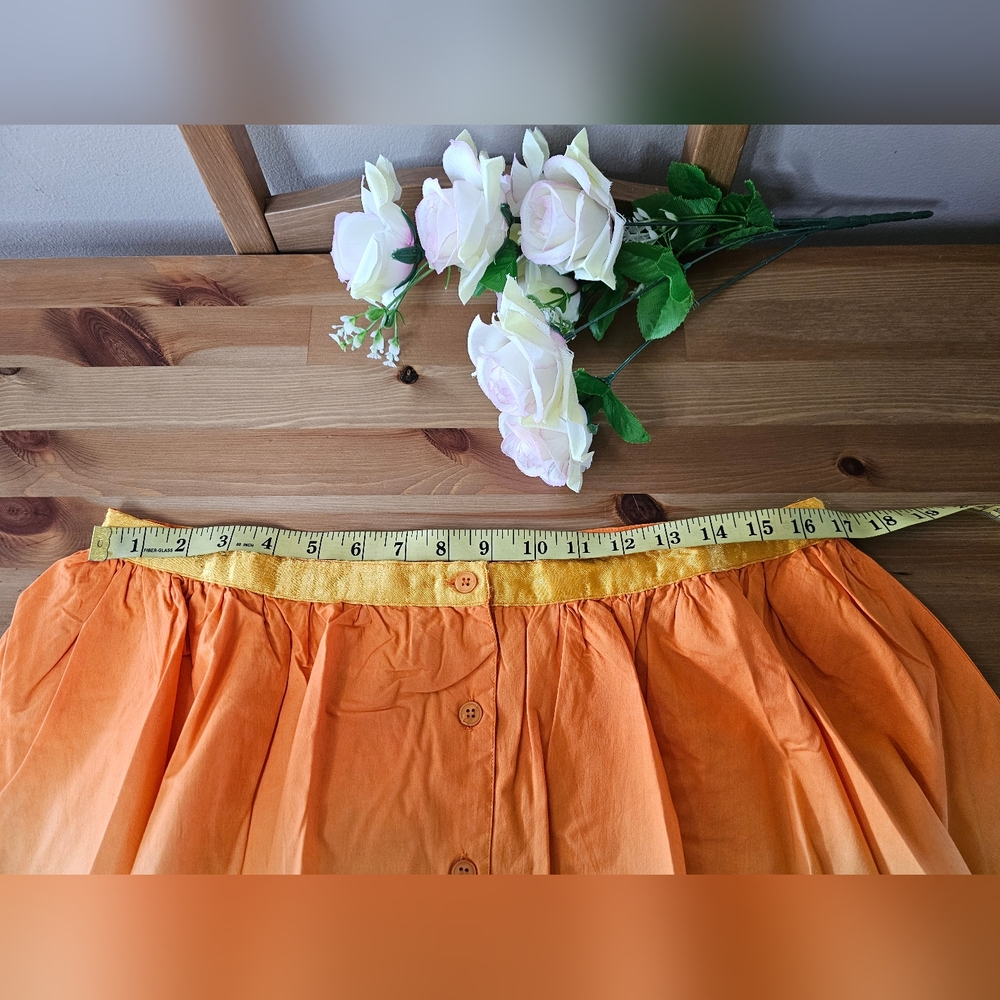 She's Cool - Mini Skirt Cotton Voile fading A-line with buttons - Orange Size L - Picture 3 of 7